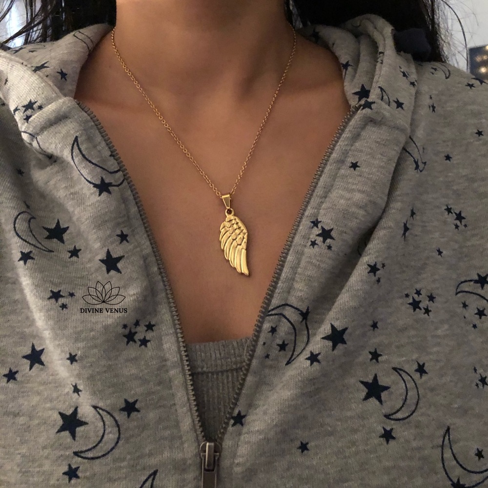 Angel Wing Necklace | Gold Plated Stainless Steel - Picture 9 of 9